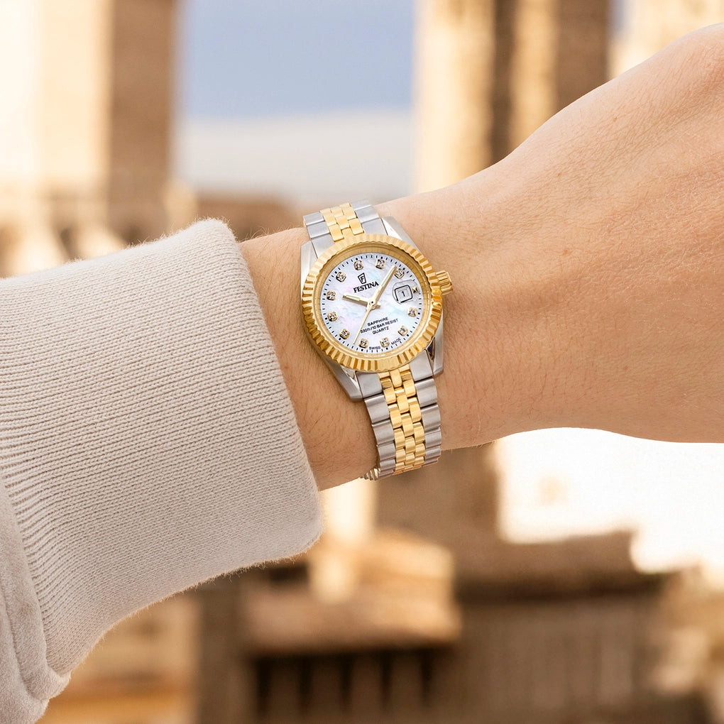 Orologio Festina Classics Swiss Made Lady 28,5 Mm Acciaio Braccialato Acciaio/Pvd Oro Madreperla