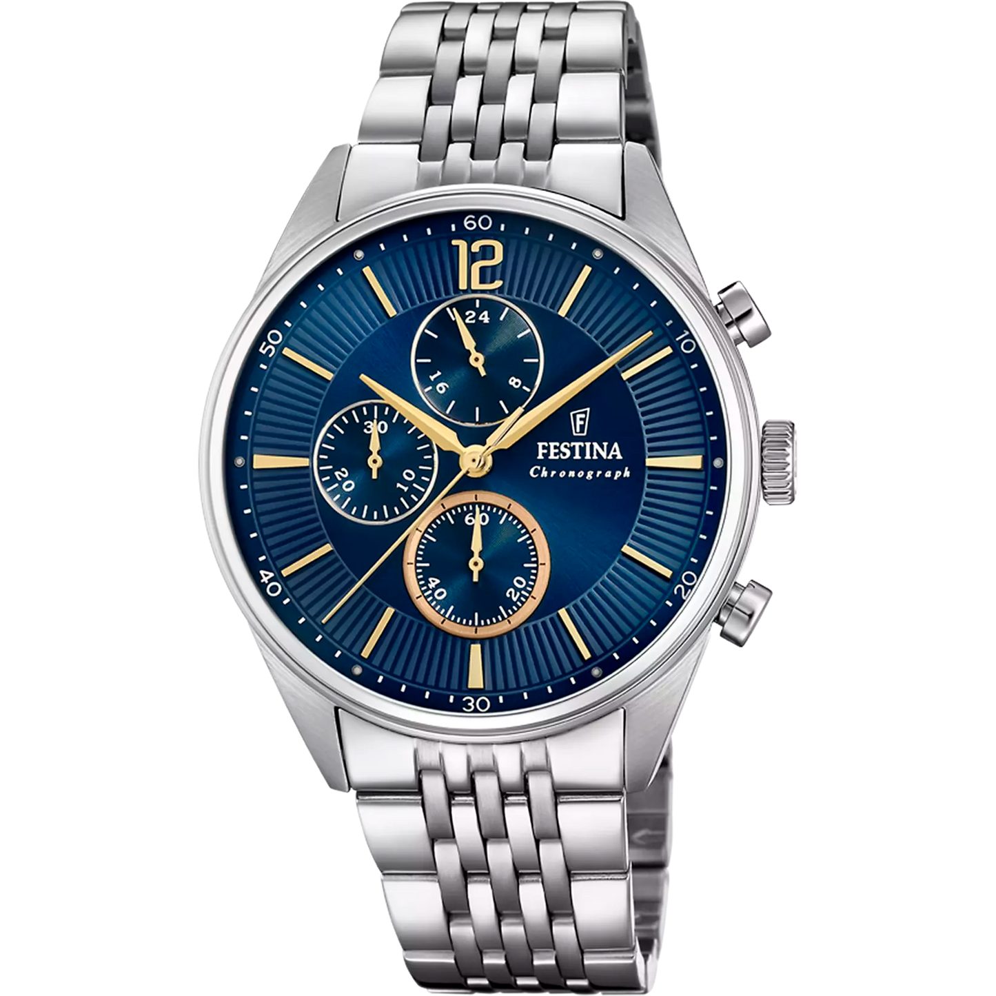 Orologio Festina Timeless Chrono 41 Mm Acciaio Braccialato Blu