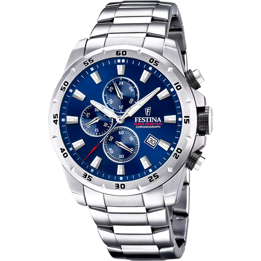 Orologio Festina Sport Chrono 45 Mm Acciaio Braccialato Blu