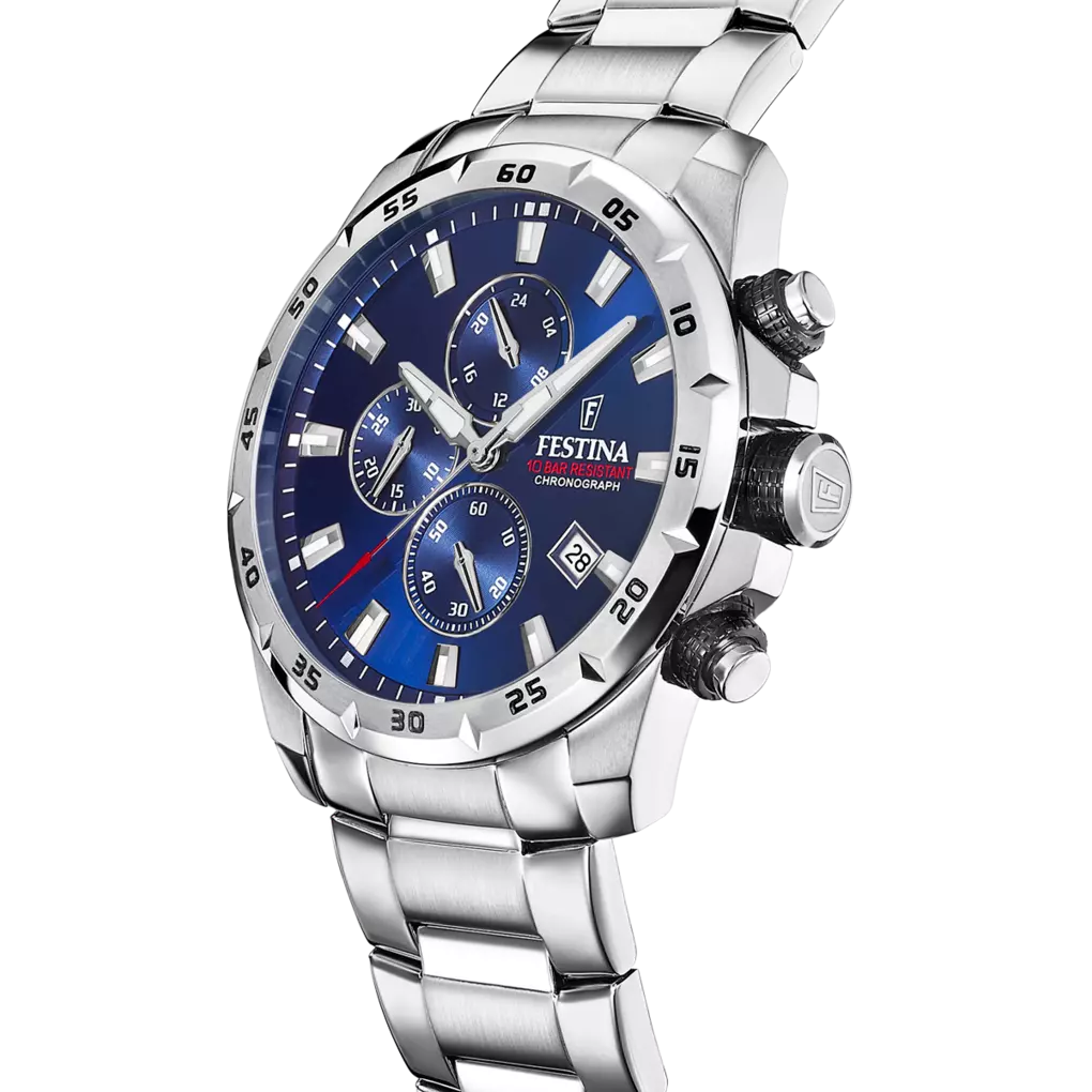 Orologio Festina Sport Chrono 45 Mm Acciaio Braccialato Blu