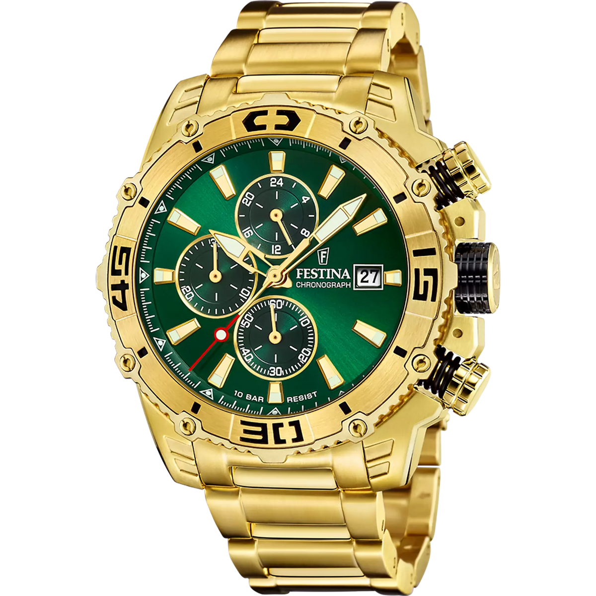 Orologio Festina Prestige 48,5 Mm Pvd Oro Braccialato Verde