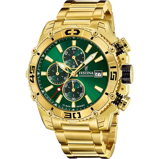 Orologio Festina Prestige 48,5 Mm Pvd Oro Braccialato Verde