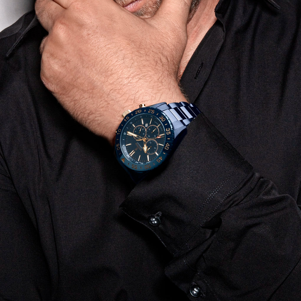 Orologio Festina Ceramic Chrono 44 Mm Pvd Blu Braccialato