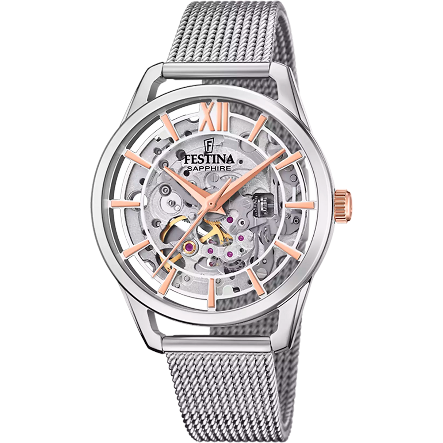 Orologio Festina Automatic Lady 35,5 Mm Acciaio Braccialato Maglia Milanese