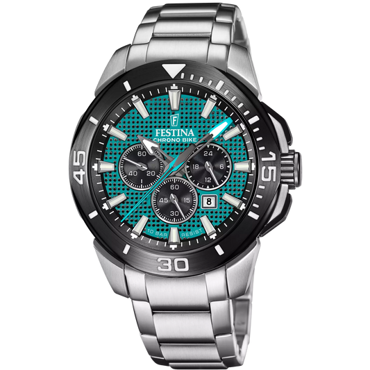 Orologio Festina Chrono Bike 47 Mm Acciaio Braccialato Verde Petrolio/Nero