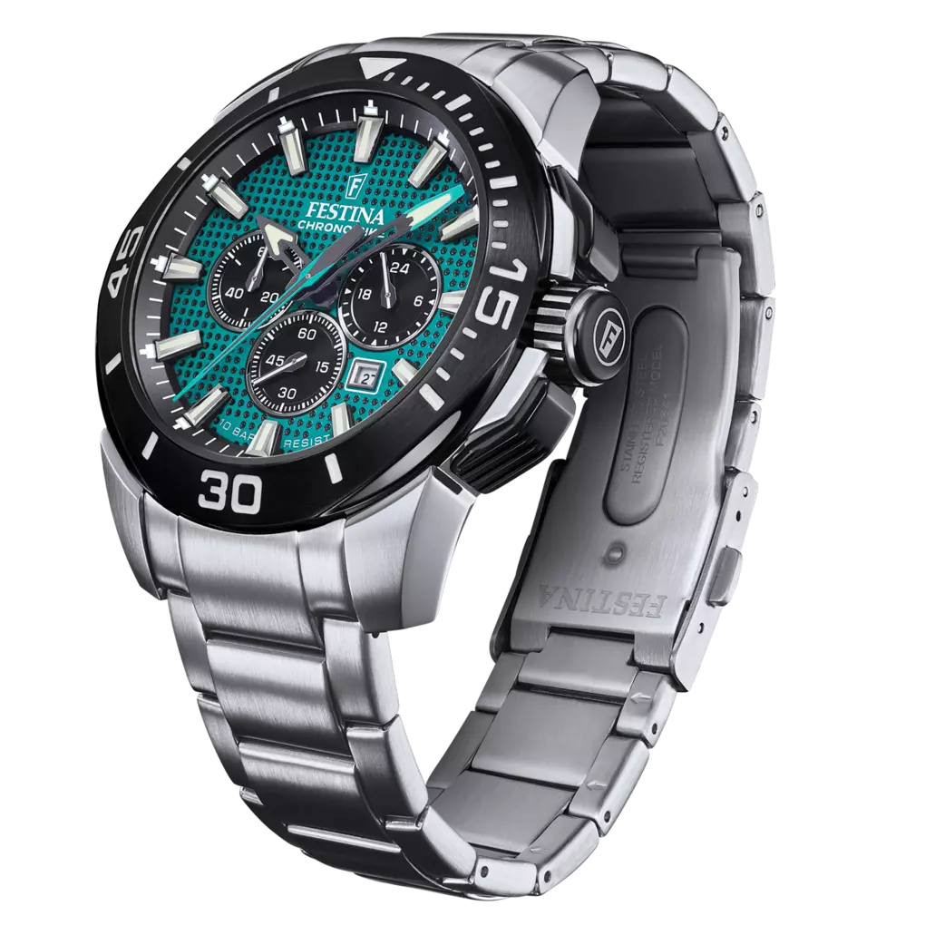 Orologio Festina Chrono Bike 47 Mm Acciaio Braccialato Verde Petrolio/Nero
