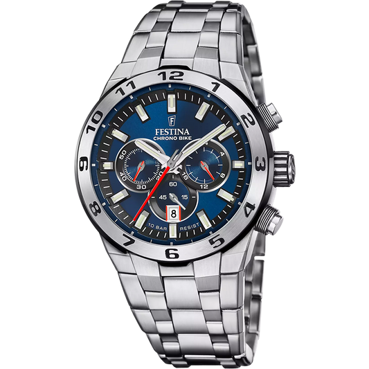 Orologio Festina Chrono Bike 45 Mm Acciaio Braccialato Blu/Nero