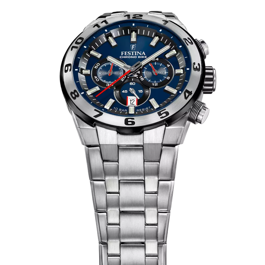 Orologio Festina Chrono Bike 45 Mm Acciaio Braccialato Blu/Nero