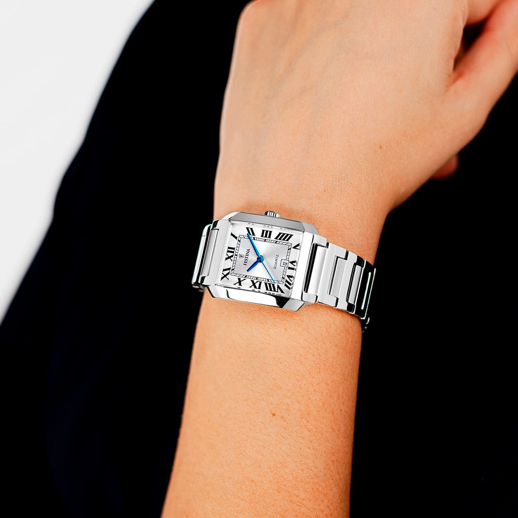 Orologio Festina On The Square Lady Rettangolare 29 Mm Acciaio Braccialato