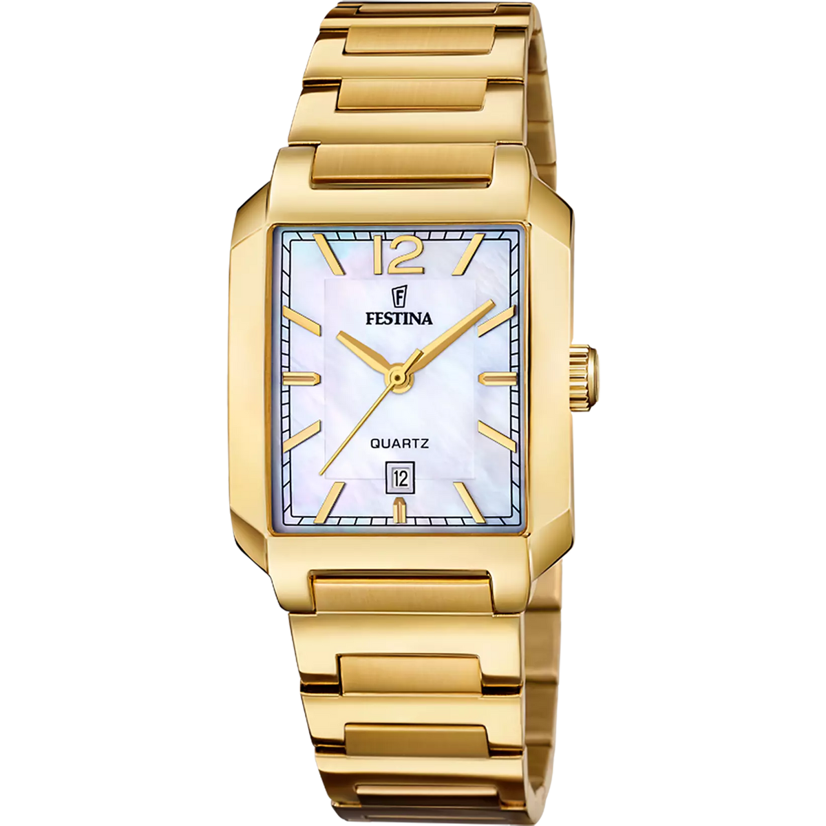 Orologio Festina On The Square Lady Rettangolare 29 Mm Pvd Oro Braccialato Madreperla