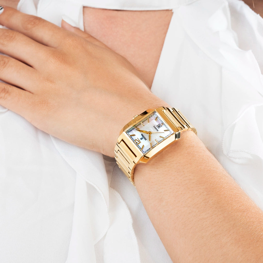 Orologio Festina On The Square Lady Rettangolare 29 Mm Pvd Oro Braccialato Madreperla