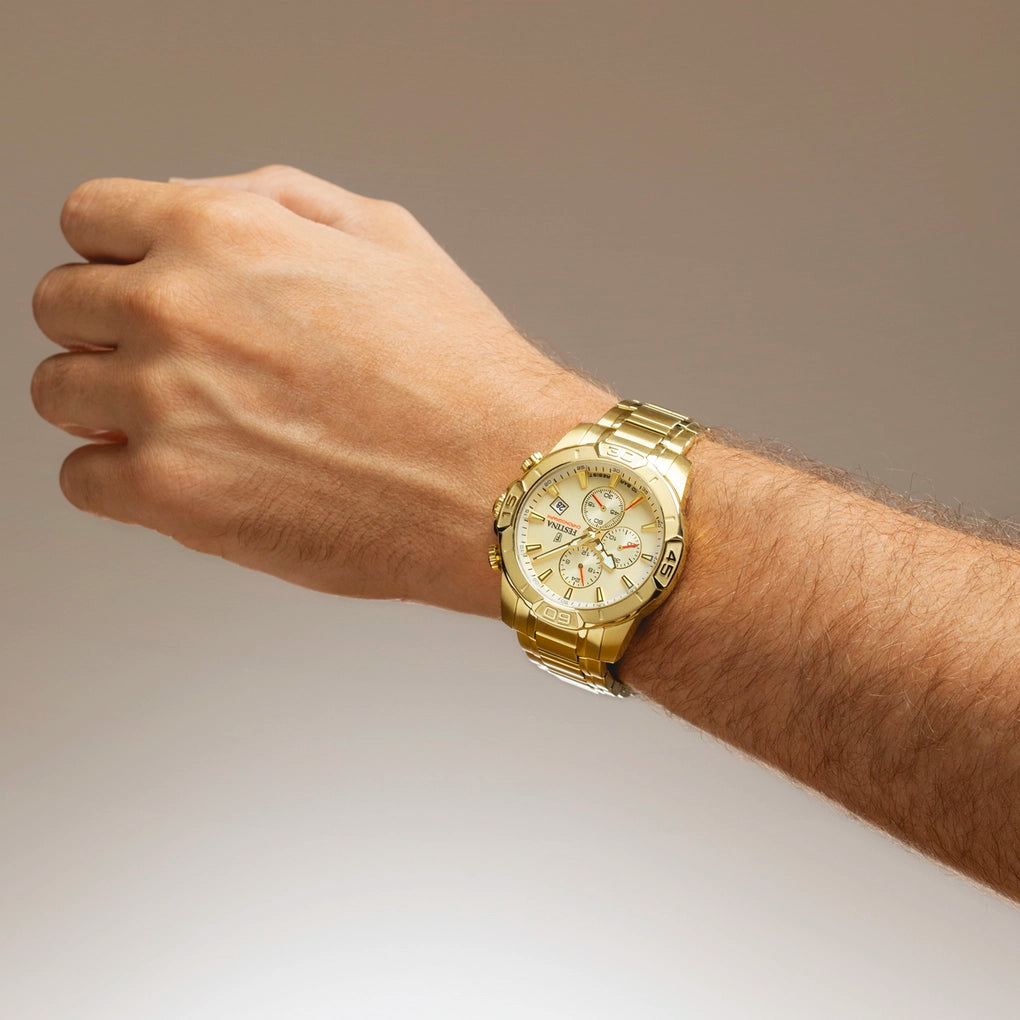 Orologio Festina Timeless Chrono 45 Mm Pvd Oro Braccialato