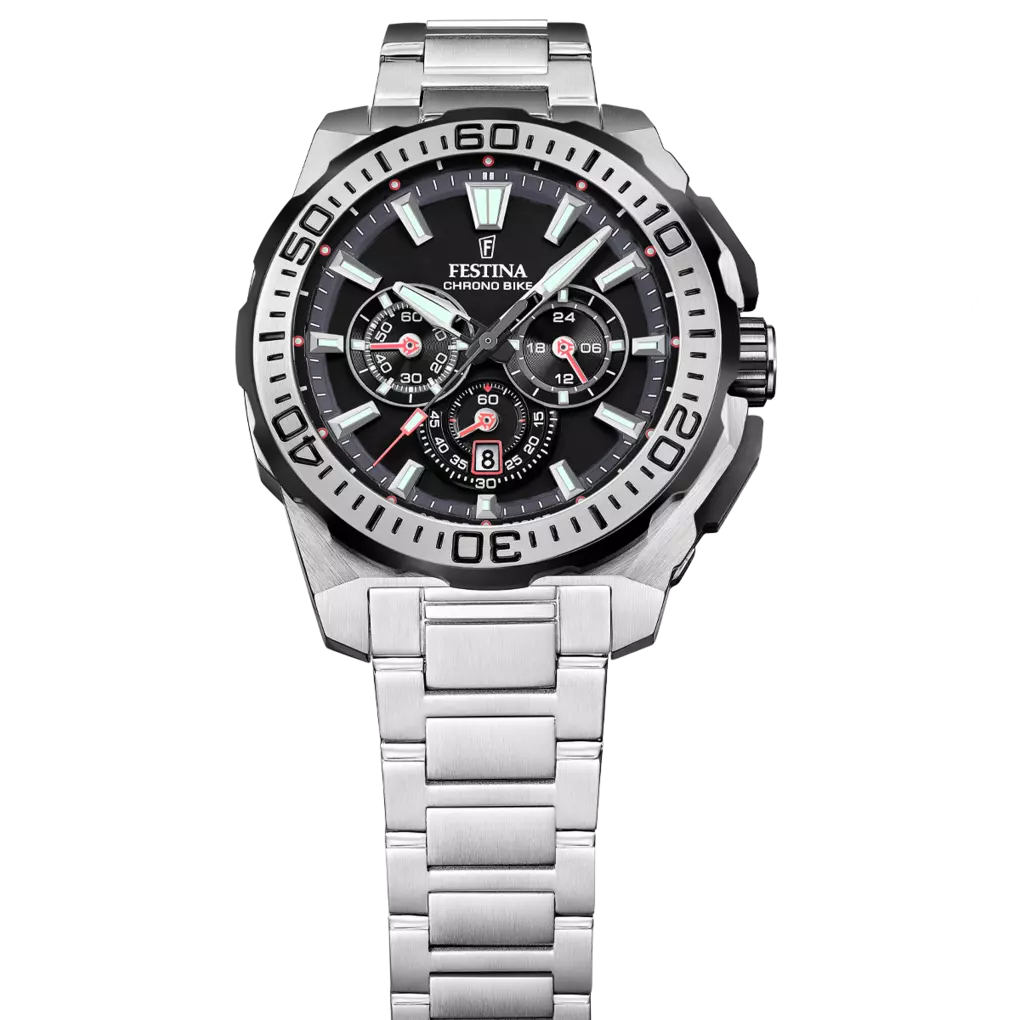 Orologio Festina Chrono Bike 46 Mm Acciaio Braccialato Nero/Rosso
