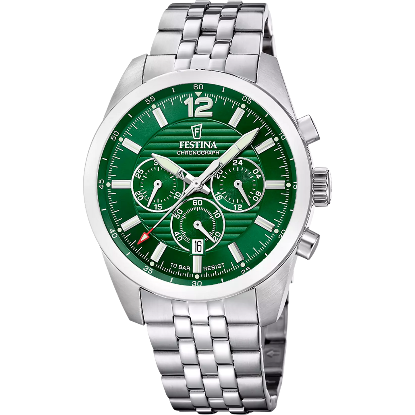 Orologio Festina Timeless Chrono 43,8 Mm Acciaio Braccialato Verde