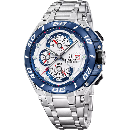 Orologio Festina Chrono Bike 46 Mm Acciaio Braccialato Silver/Blu