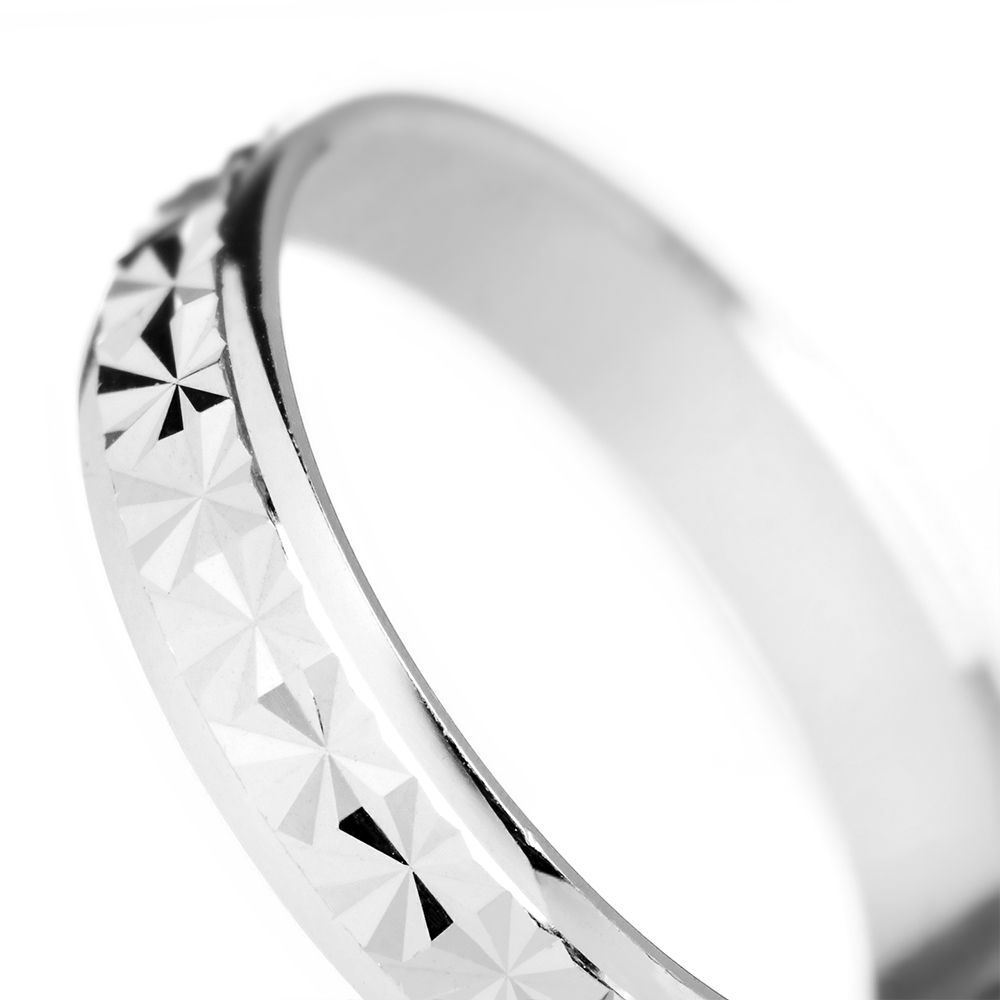 Anello Boccadamo Afrodite Fedina Argento Lavorazione Diamantata - Misura 18