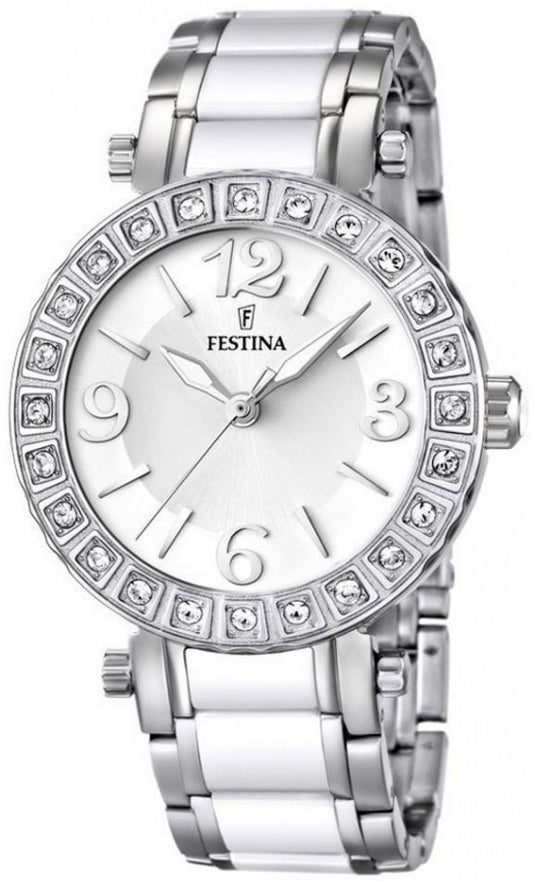 Orologio Festina Lady Strass 38 mm Acciaio Braccialato Acciaio/Ceramica Bianca