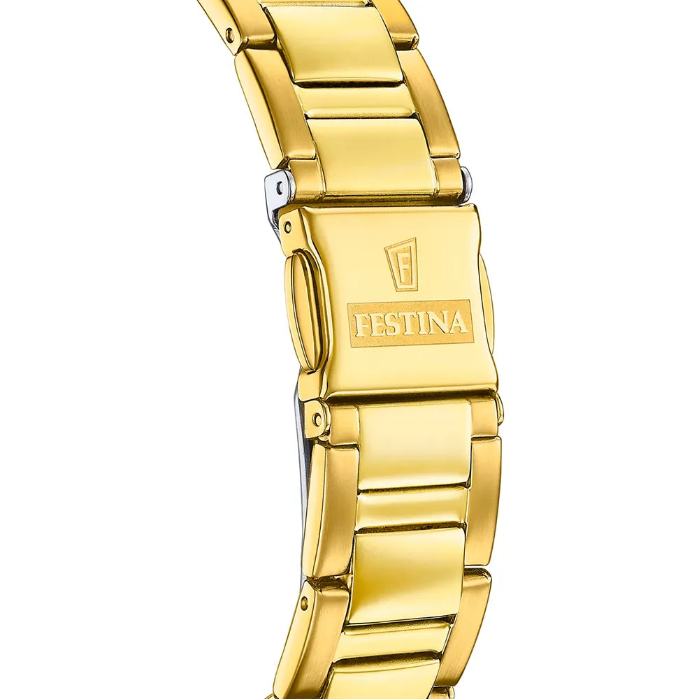 Orologio Festina Boyfriend Chrono Lady Strass 38 Mm Pvd Oro Braccialato