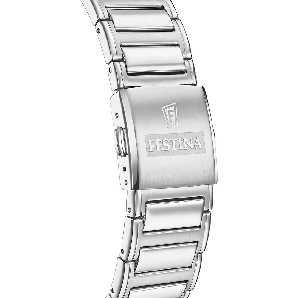 Orologio Festina Timeless Chrono Quadrato 46X38 Mm Acciaio Braccialato Nero