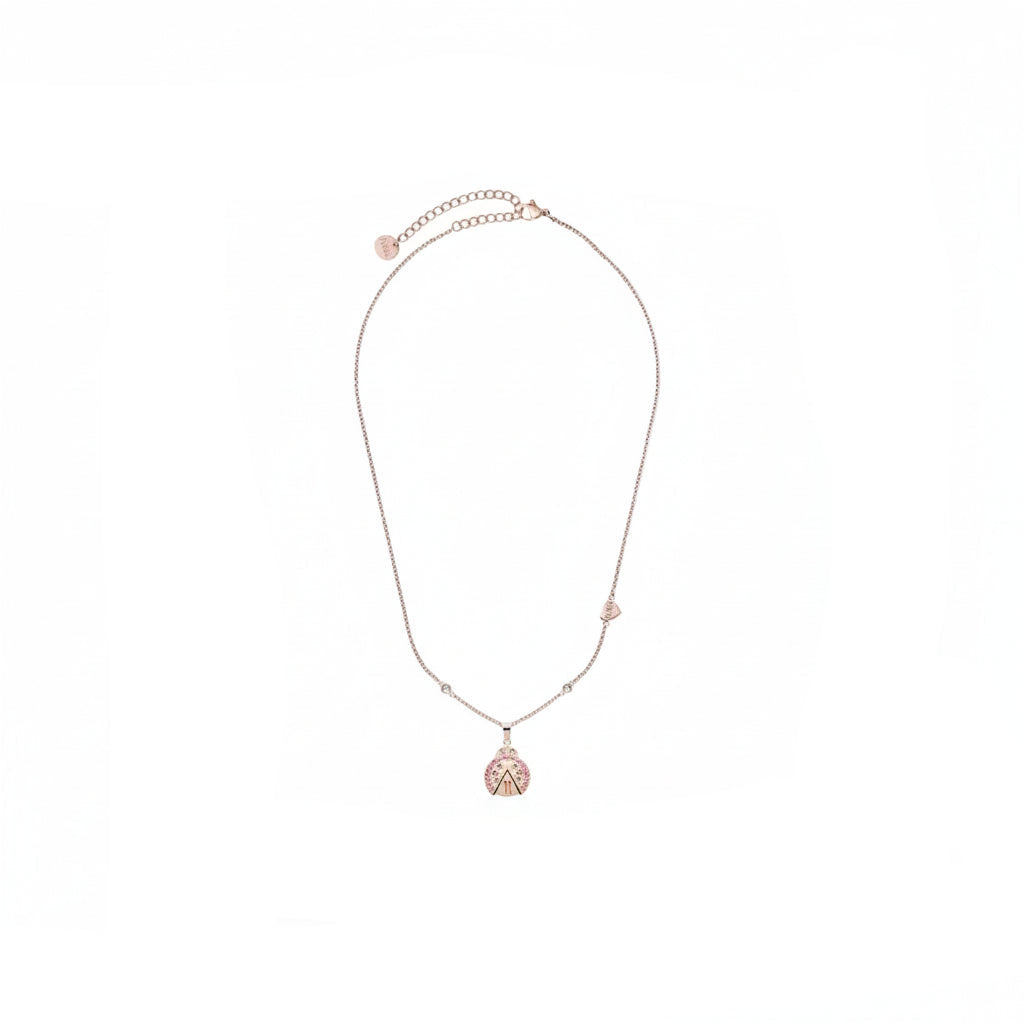 Collana Alviero Martini 1A Classe Ladybug Lane Pvd Oro Rosa Cristalli Pendente Coccinella