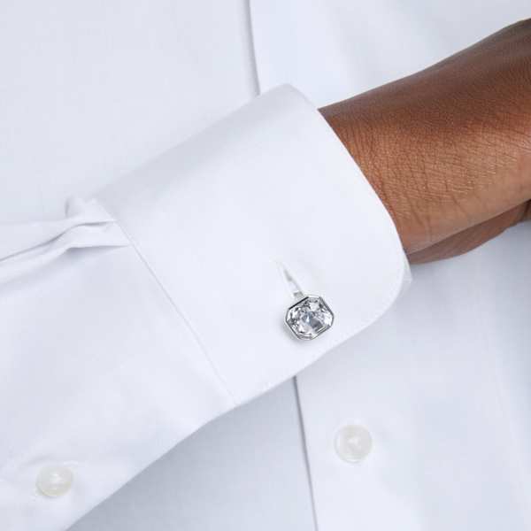 Gemelli Swarovski Millenia Taglio ottagonale, Bianchi, Placcato rodio