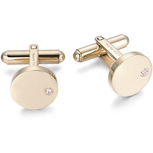 Gemelli Luca Barra Man Pvd Oro Rotondi Con Cristallo