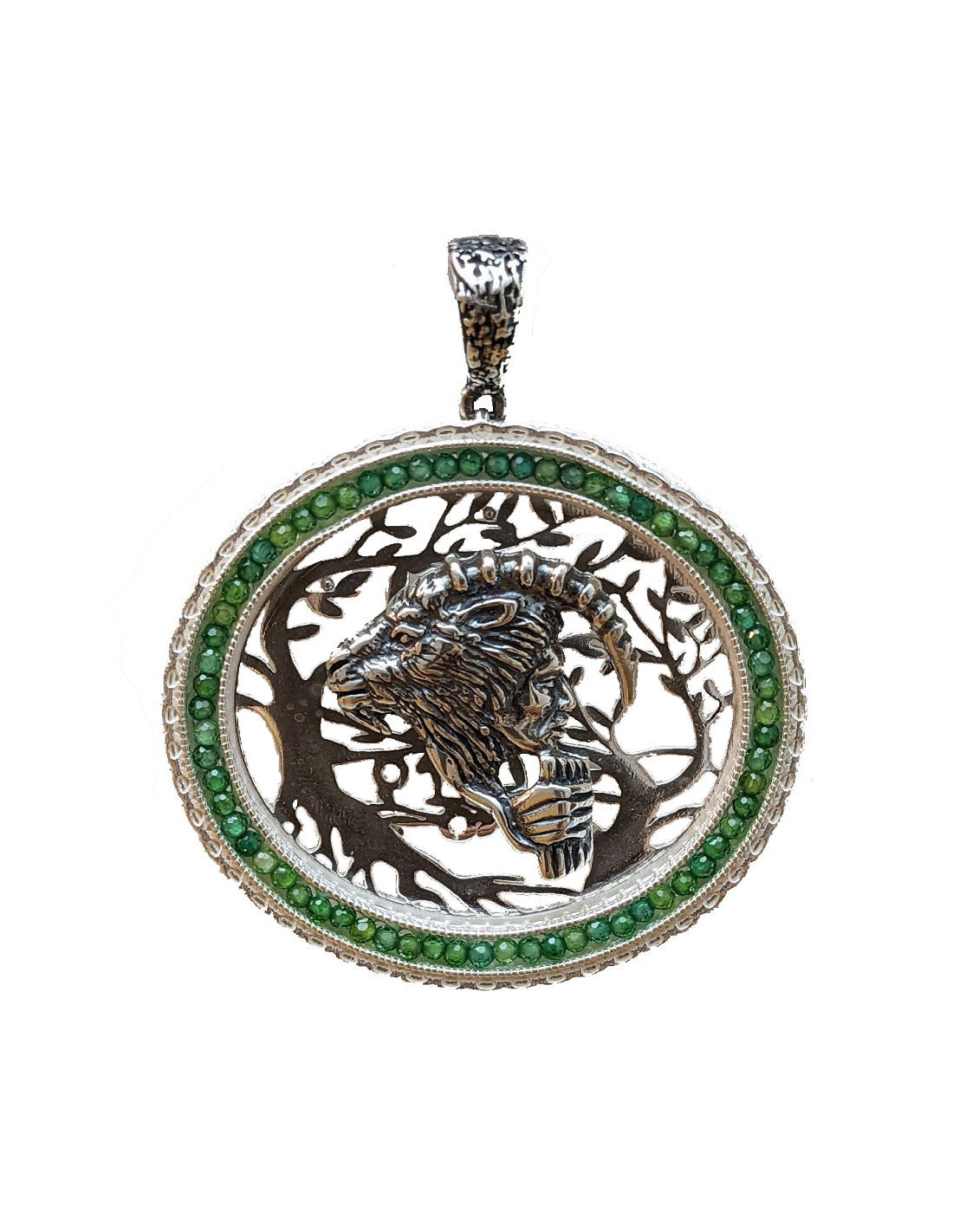 Pendente Gerardo Sacco Zodiaco Ciondolo in Argento Capricorno, Verde