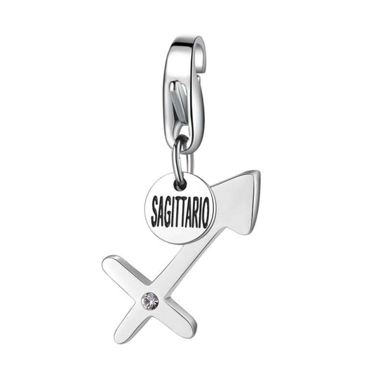 Charm Sagapò Happy Acciaio Cristallo Segno Zodiacale Sagittario