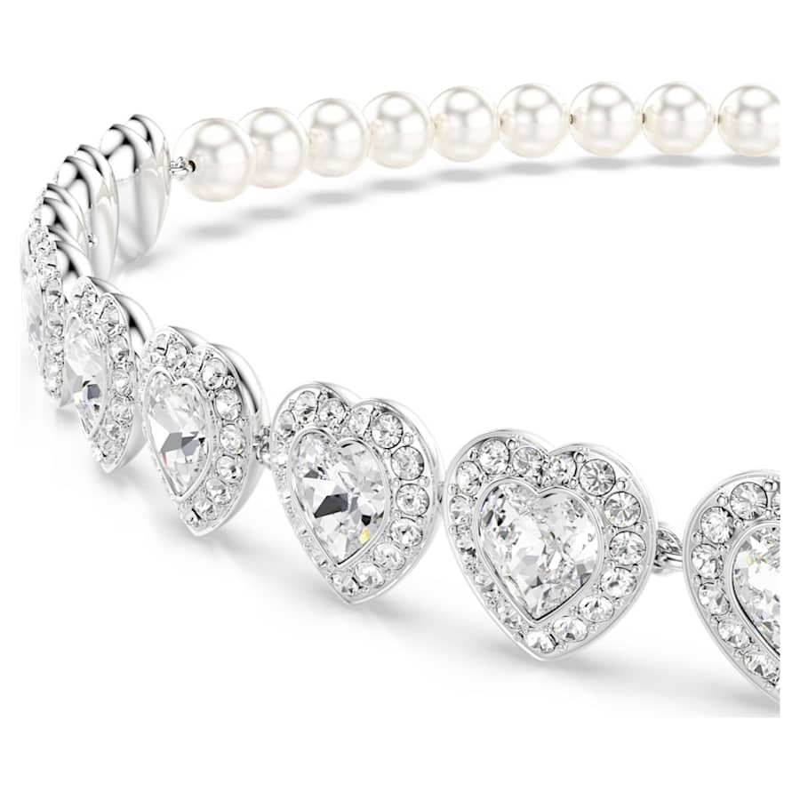 Girocollo Ariana Grande x Swarovski Ss25 Taglio misto, Crystal Pearl, Cuore, Bianco, Placcato rodio