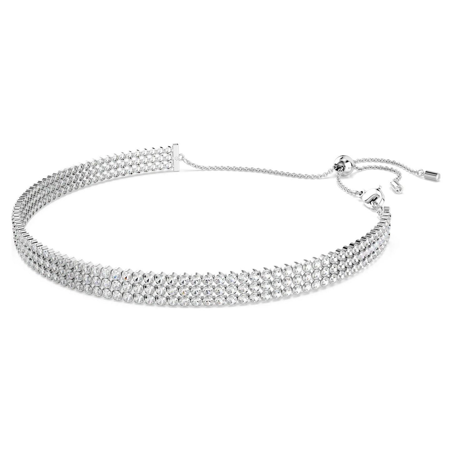 Collana Swarovski Girocollo Tennis Matrix Taglio Round, Bianco, Placcato rodio