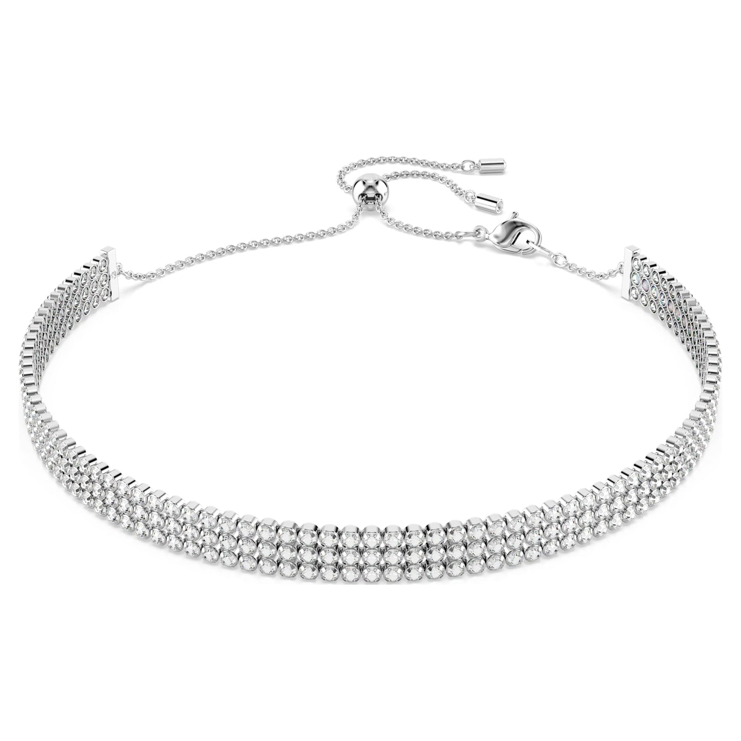 Collana Swarovski Girocollo Tennis Matrix Taglio Round, Bianco, Placcato rodio