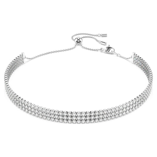 Collana Swarovski Girocollo Tennis Matrix Taglio Round, Bianco, Placcato rodio