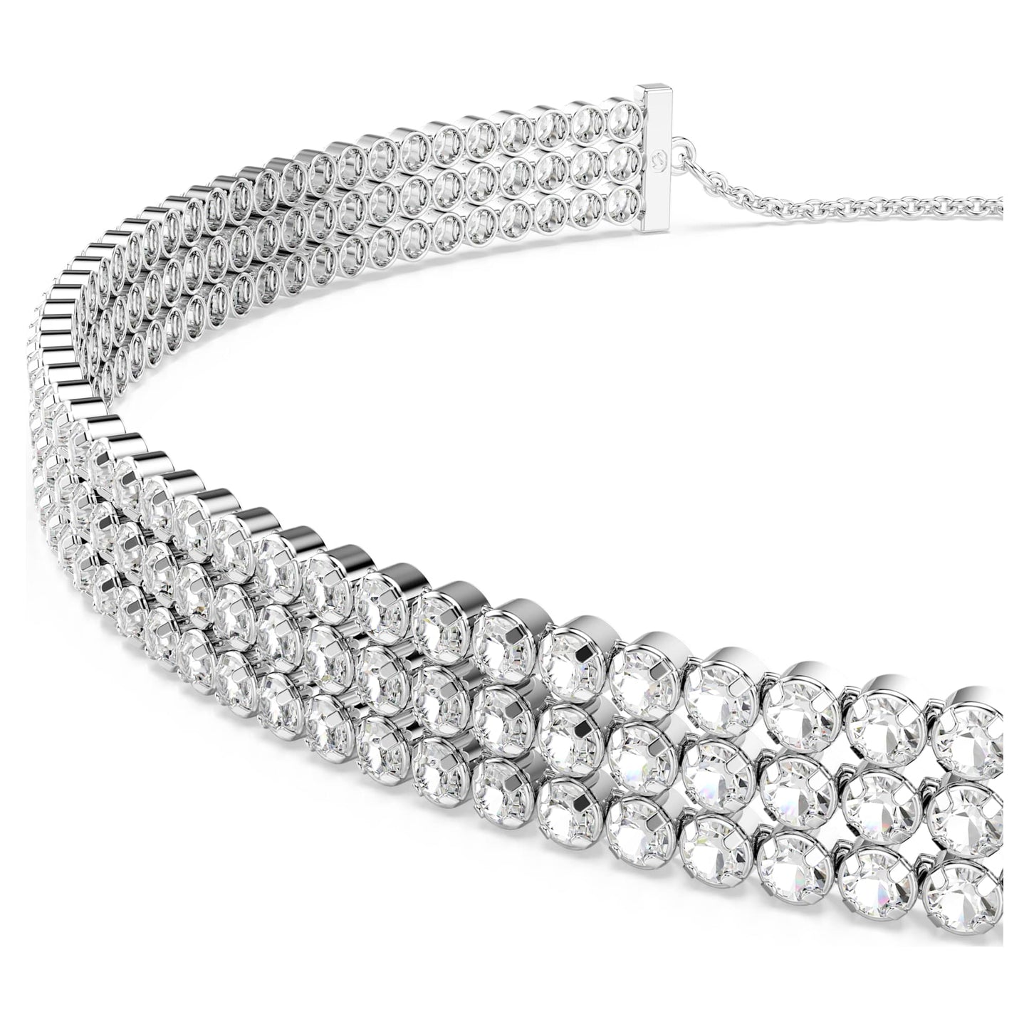 Collana Swarovski Girocollo Tennis Matrix Taglio Round, Bianco, Placcato rodio