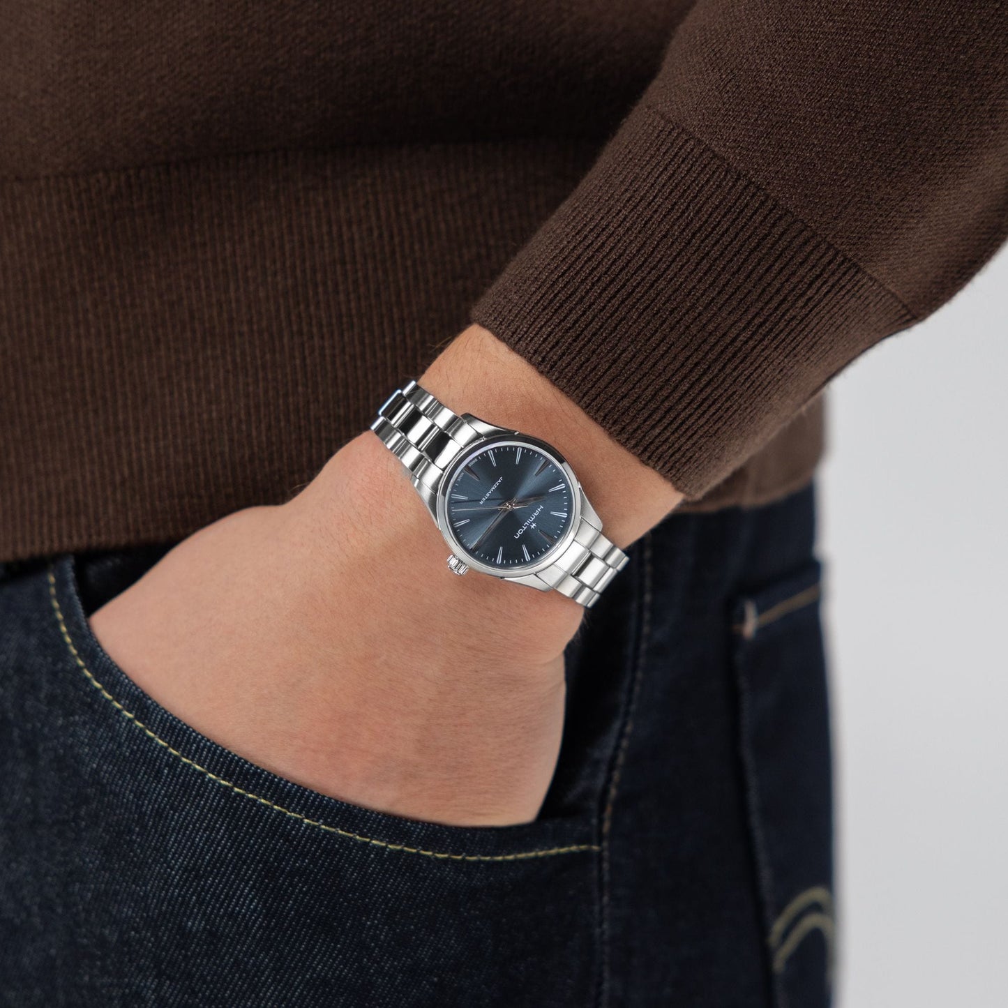 Orologio Donna Hamilton Jazzmaster Quartz Lady 32 Mm Acciaio Braccialato Blu