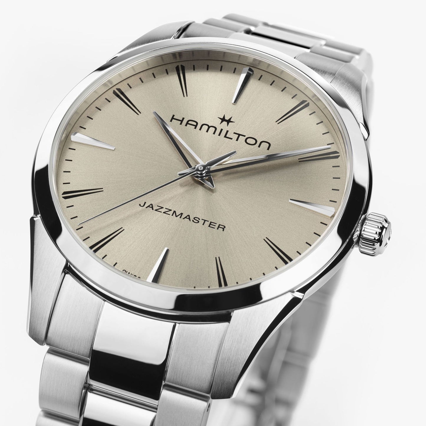Orologio Hamilton Jazzmaster Quartz 40 Mm Acciaio Braccialato Beige