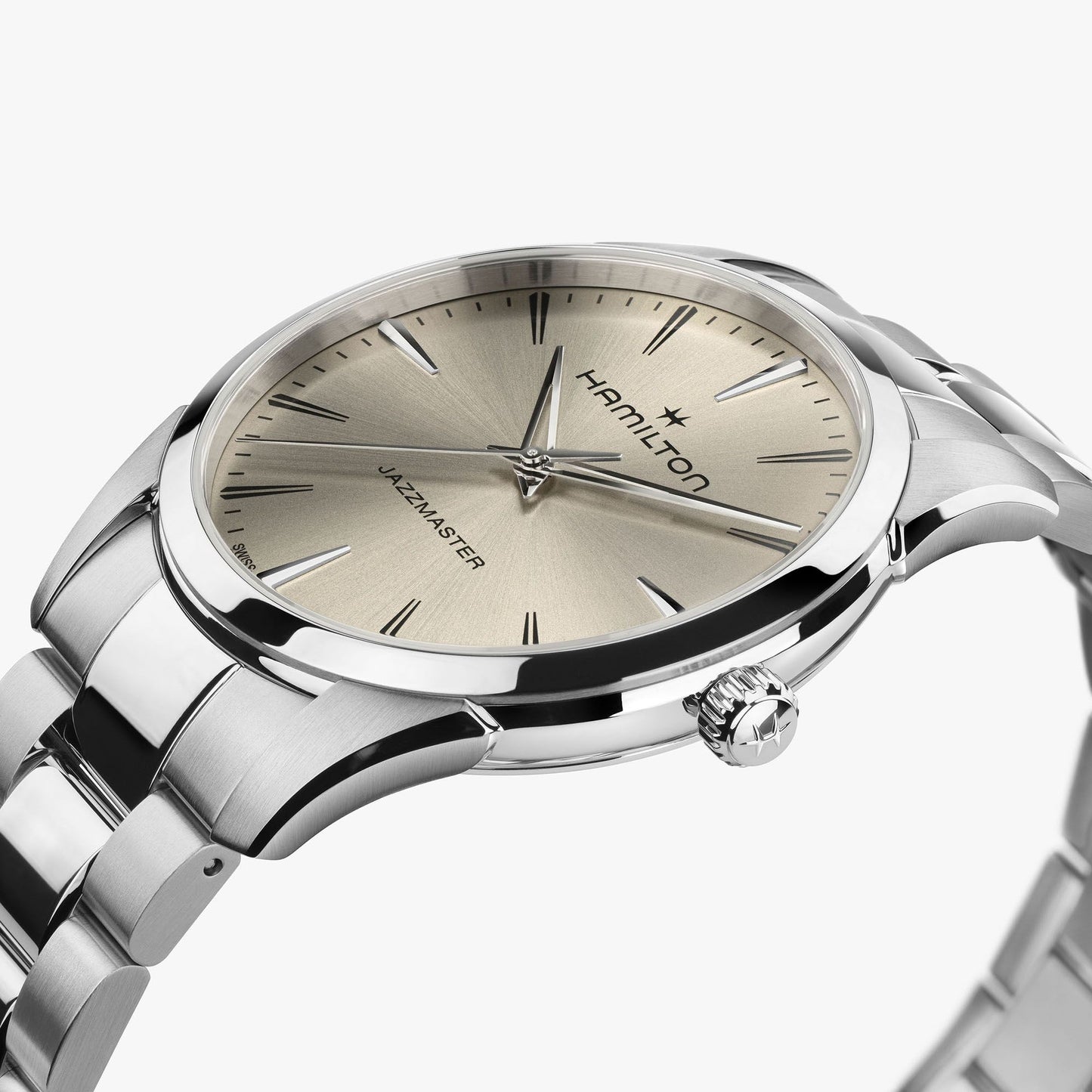 Orologio Hamilton Jazzmaster Quartz 40 Mm Acciaio Braccialato Beige