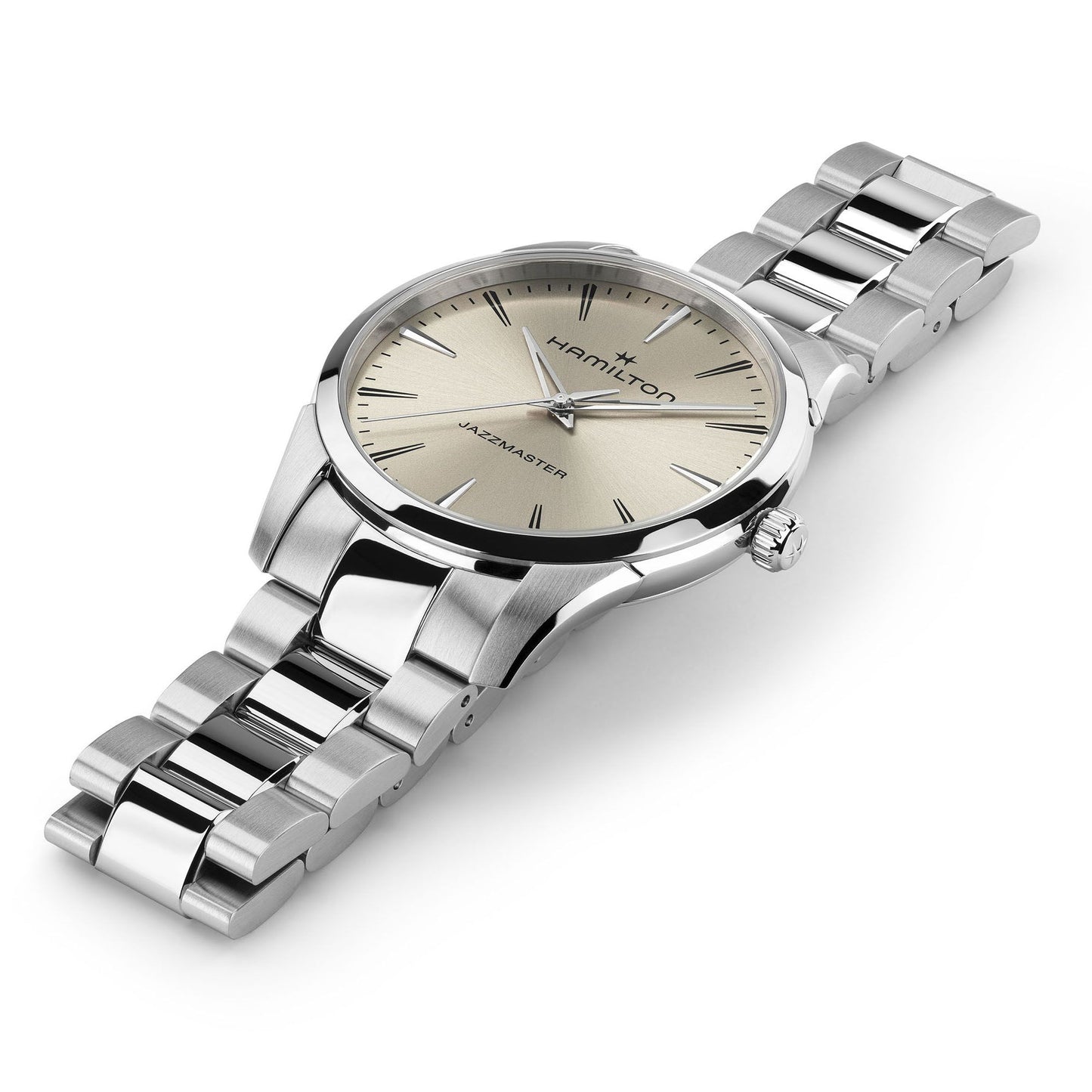 Orologio Hamilton Jazzmaster Quartz 40 Mm Acciaio Braccialato Beige