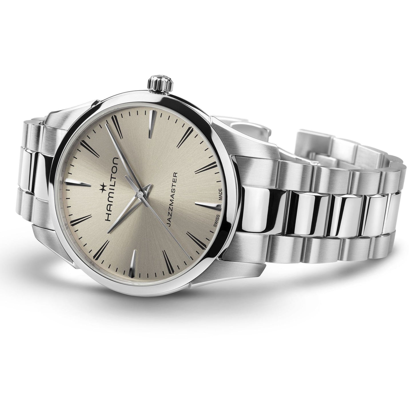 Orologio Hamilton Jazzmaster Quartz 40 Mm Acciaio Braccialato Beige