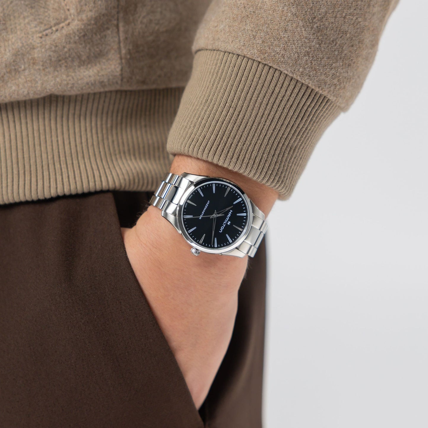 Orologio Hamilton Jazzmaster Quartz 40 Mm Acciaio Braccialato Nero