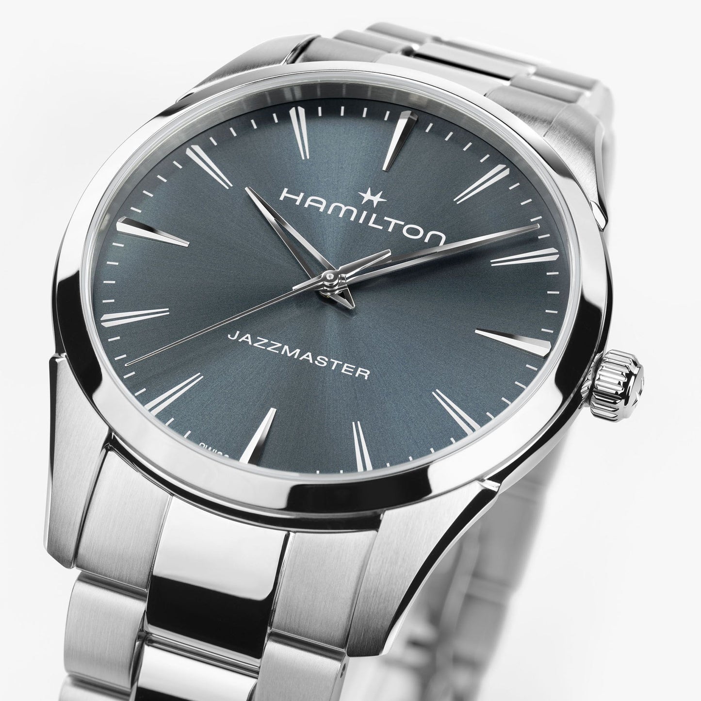 Orologio Hamilton Jazzmaster Quartz 40 Mm Acciaio Braccialato Blu