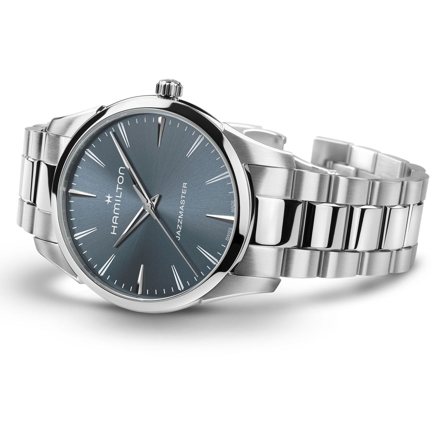 Orologio Hamilton Jazzmaster Quartz 40 Mm Acciaio Braccialato Blu