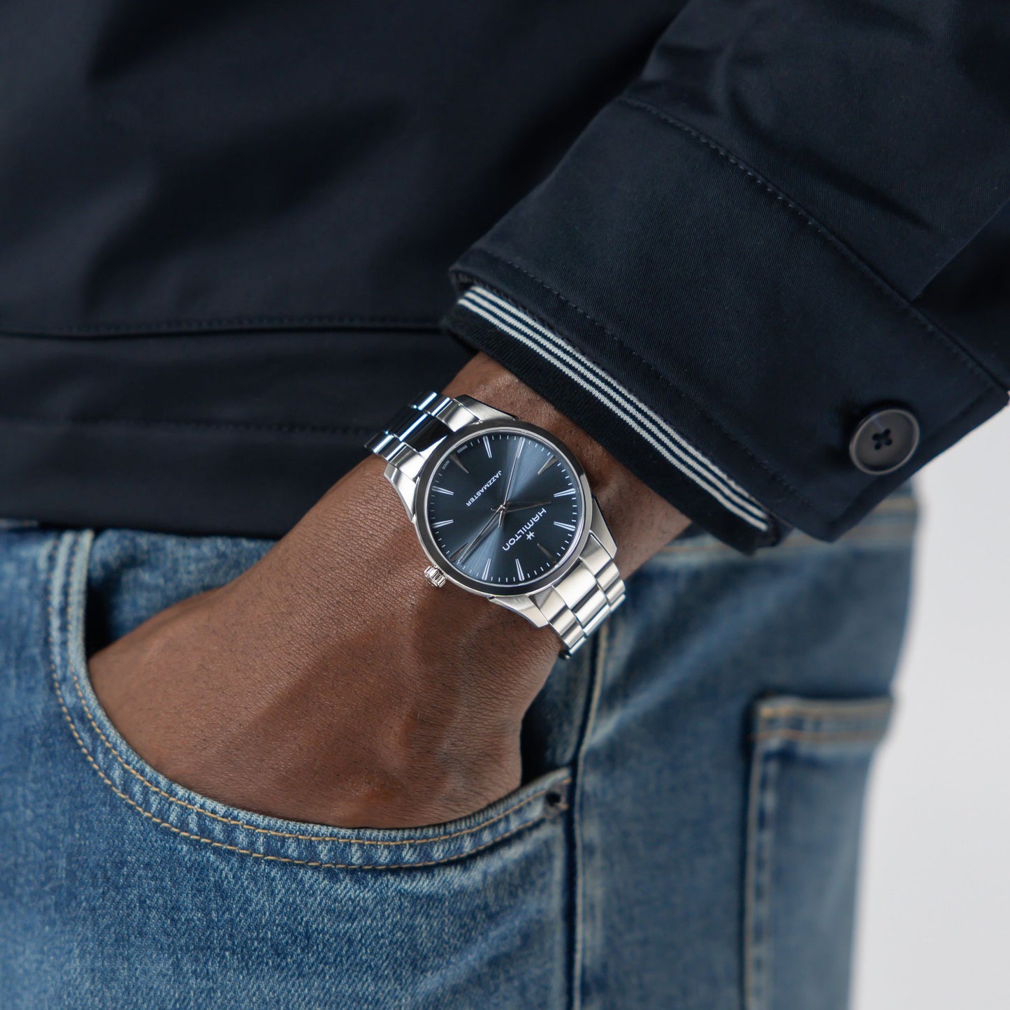 Orologio Hamilton Jazzmaster Quartz 40 Mm Acciaio Braccialato Blu