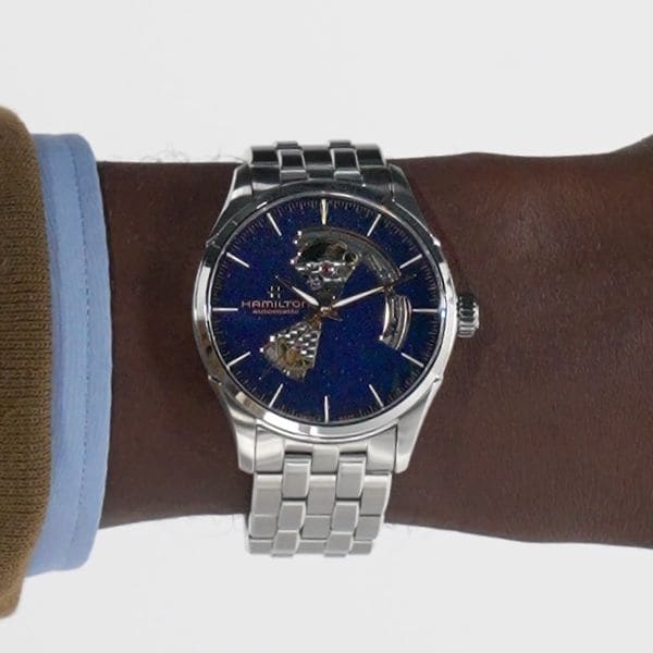Orologio Hamilton Jazzmaster Open Heart Auto 42 mm Braccialato Blu avventurina