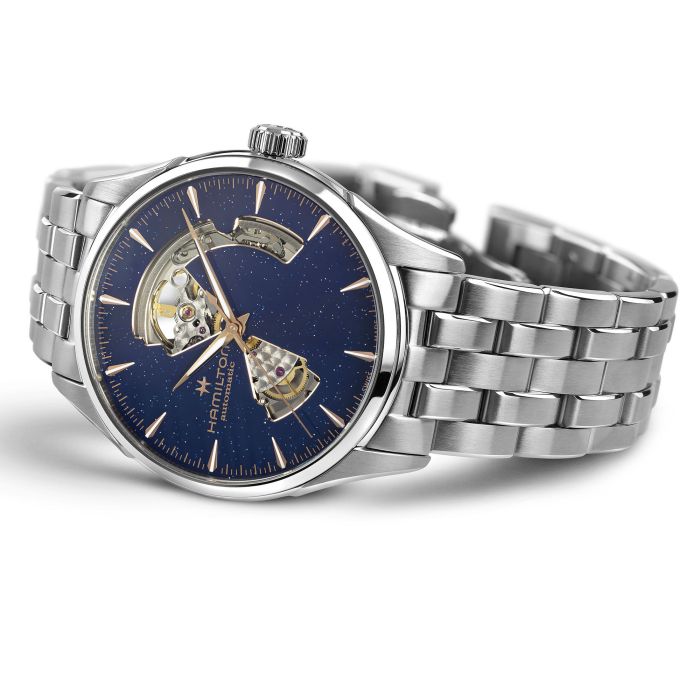 Orologio Hamilton Jazzmaster Open Heart Auto 42 mm Braccialato Blu avventurina