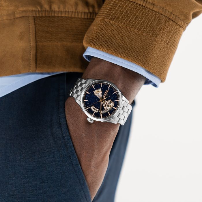 Orologio Hamilton Jazzmaster Open Heart Auto 42 mm Braccialato Blu avventurina