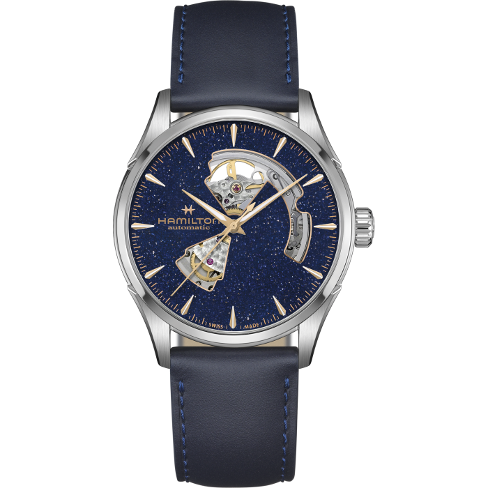 Orologio Hamilton Jazzmaster Open Heart Auto 42 mm Cinturino Pelle Blu