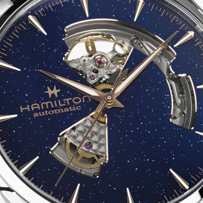 Orologio Hamilton Jazzmaster Open Heart Auto 42 mm Cinturino Pelle Blu