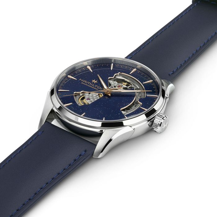 Orologio Hamilton Jazzmaster Open Heart Auto 42 mm Cinturino Pelle Blu