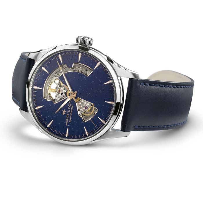 Orologio Hamilton Jazzmaster Open Heart Auto 42 mm Cinturino Pelle Blu