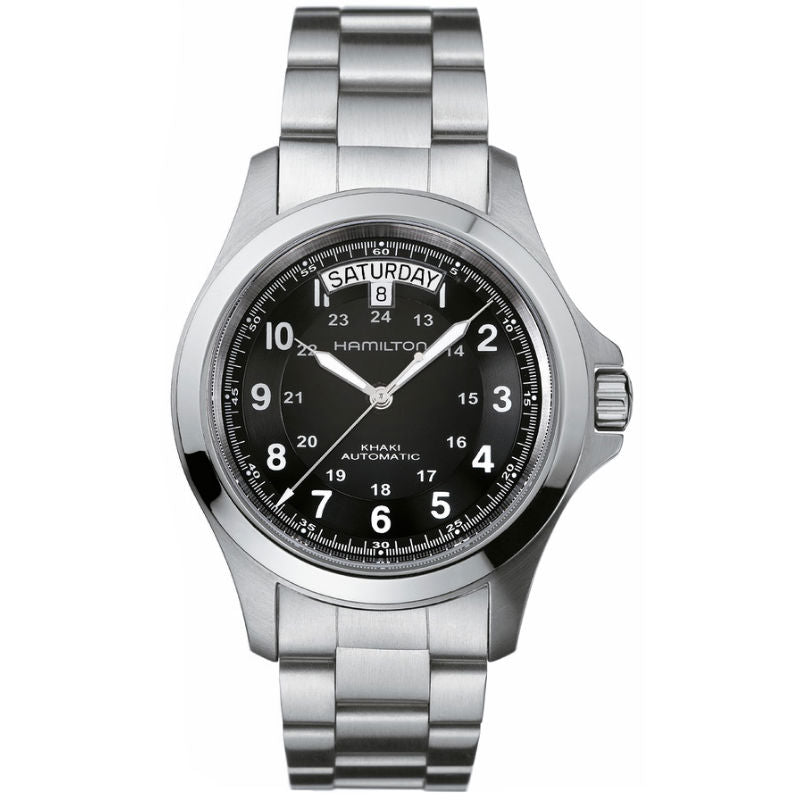 Orologio Hamilton Khaki Field King Day-Date 40 Mm Acciaio Braccialato Nero